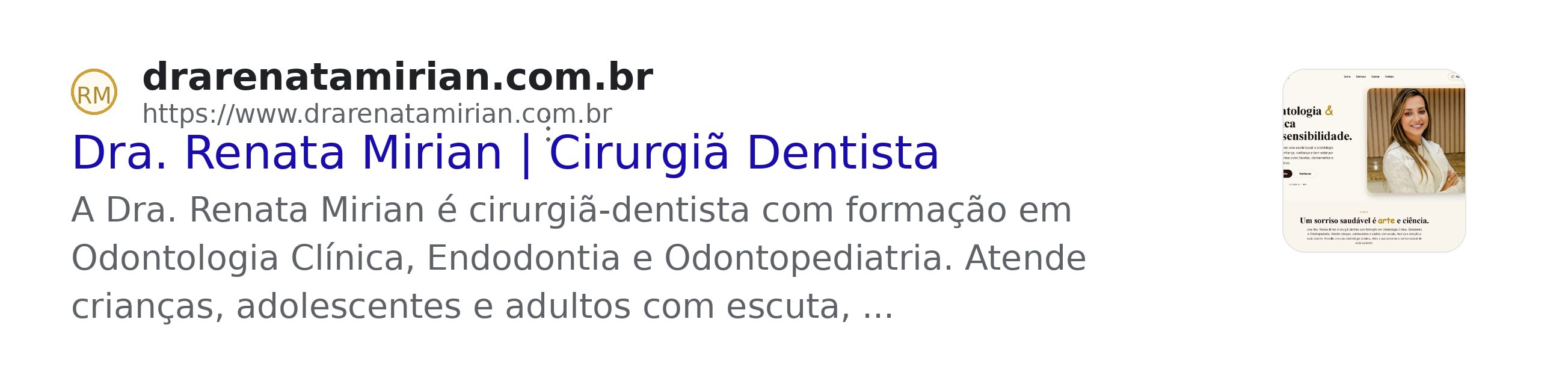 Resultado da Dra. Renata Mirian aparecendo no Google