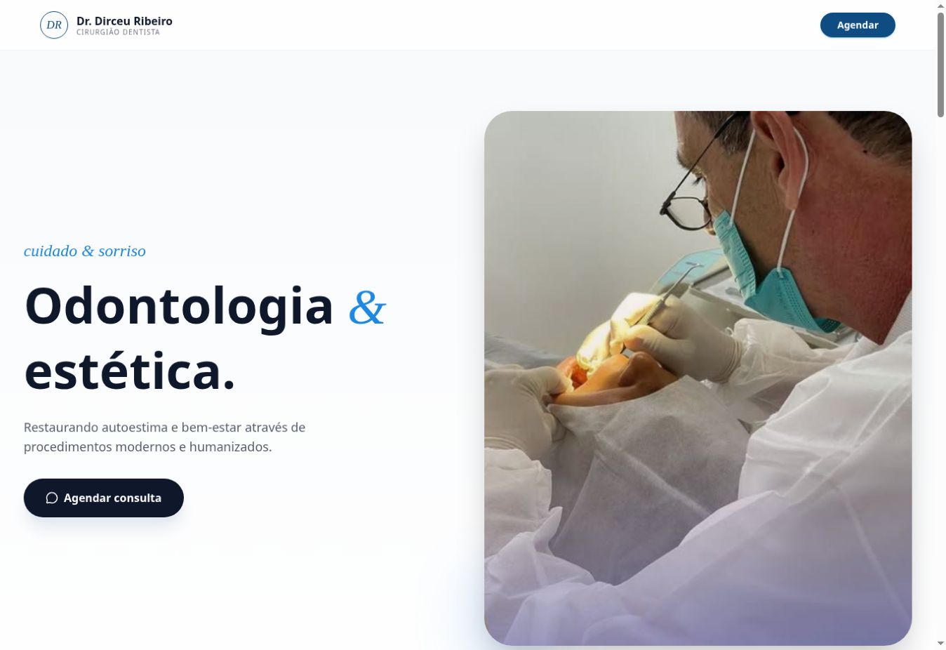 Página do projeto Dr. Dirceu Ribeiro